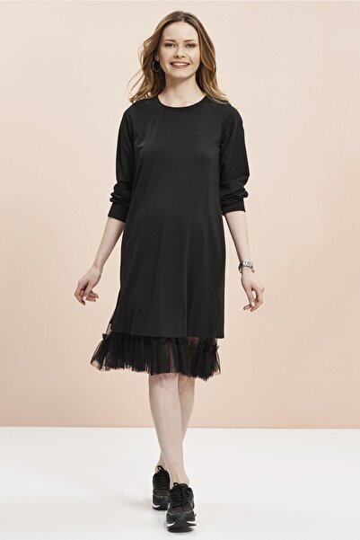 Genel Markalar Etek Ucu Fırfırlı Kısa Hamile Elbise