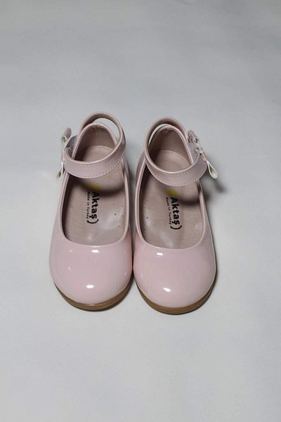 AKTAŞ ORTOPEDİ Girl's Ankle Strap Powder Patent Leather Orthopedic Ballerina Shoes
