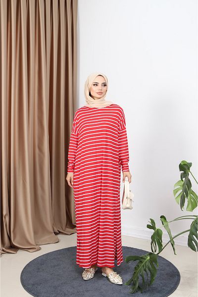 NİSUM MODA Dress with Striped Side Slit Detail