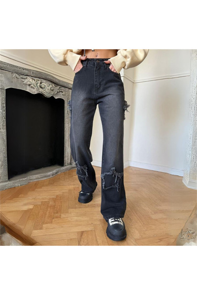 Köstebek جينز كلاسيكي برقعة نجمة سوداء