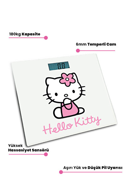 Hello Kitty Hello Kity Hk-b90018 Dijital Geniş Ekranlı Temperli Cam Banyo Baskül Tartı