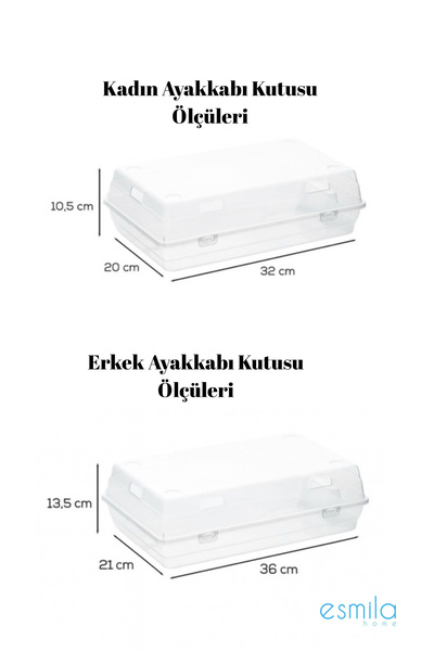ESMİLA 20 li Set Kadın Erkek Ayakkabı Kutusu -10 Adet Kadın 10 Adet Erkek - Ayakkabı Düzenleyici Kutu