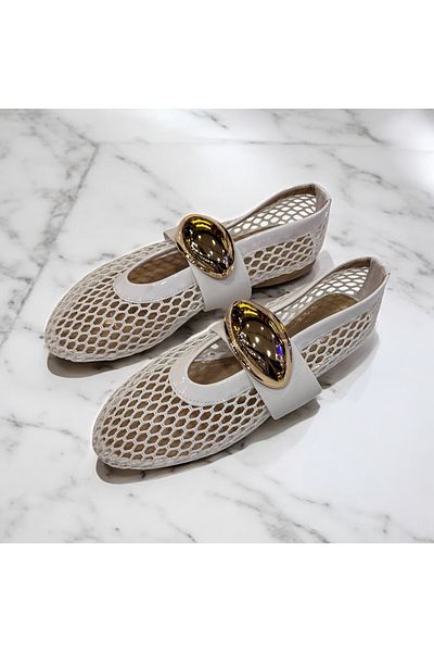 runa shoes Gold Buckle Detail Ballet File