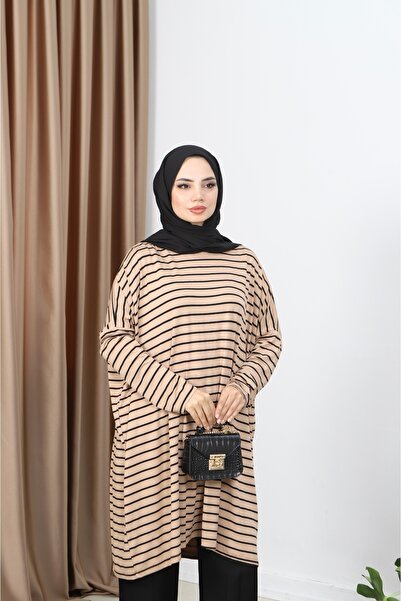 NİSUM MODA Striped Combed Tunic