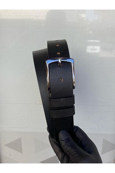 Gesa Men's Faux Leather Sports Black Belt 4 cm