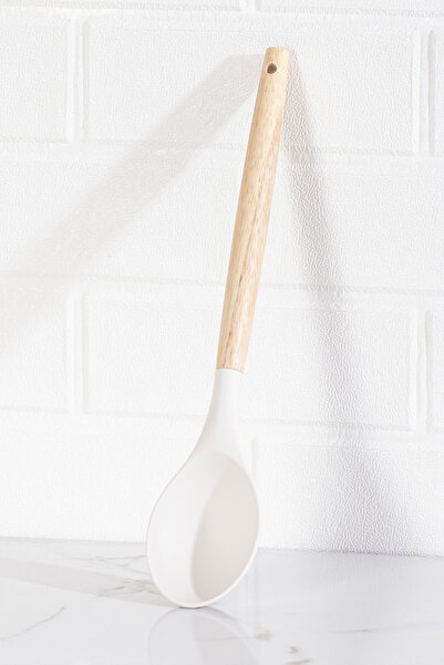 Porsima 3166 Bamboo Wooden Handle Silicone 4 Piece Serving Set White