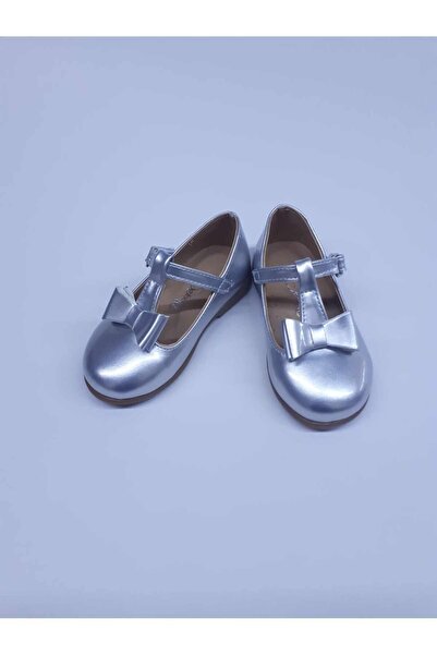 AKTAŞ ORTOPEDİ Girl's Poled Bottom Bowtie Bow Tie Silver Patent Leather Ortho...