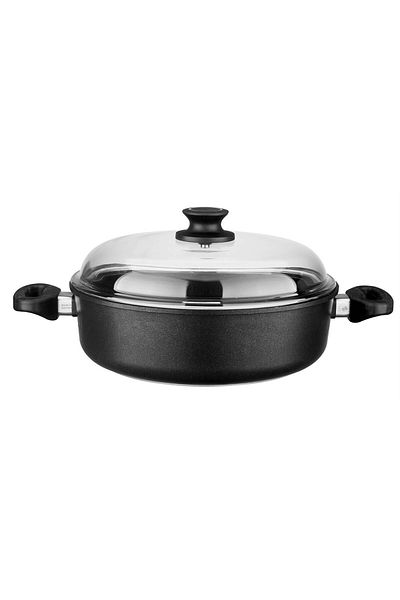 Leggno Cast Iron Shallow Pot Induction 24 cm Black