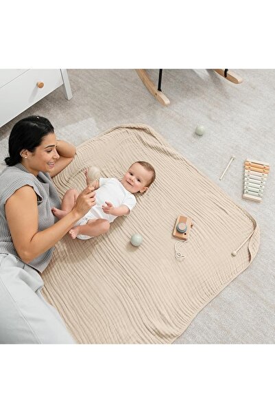 EIFIN 4 Katlı Çok Amaçlı Müslin Örtü & Battaniye %100 Pamuk, Oeko-teks Sertifikalı 80x80 cm