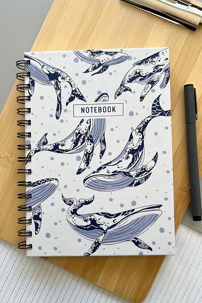Eldesen Tasarım Spiral Bound Thick Cover Ruled Notebook, A5 Size 80 Sheets 160 Pages, Lined Notebook