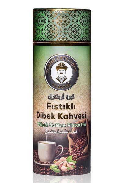 Tarihi Ertuğrul Kahvesi Dibek Coffee Cylinder Box with Pistachio 1000 G