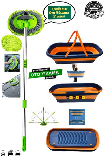 Hansel Telescopic Auto Cleaning Mop + Foldable Wheel Bucket Auto Washing Set