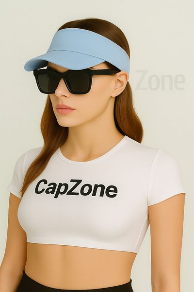CapZone Visor Hat Unisex Tennis Hat with Uv Protection 100% Cotton Light Blue