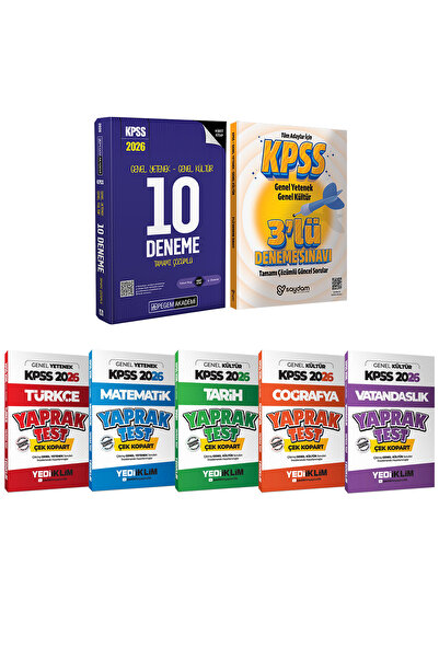 Pegem Akademi Yayıncılık 2026 KPSS Lisans Karma Set(Tamamı Çözümlü 10 Deneme-...