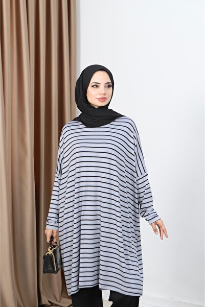 NİSUM MODA Striped Combed Tunic