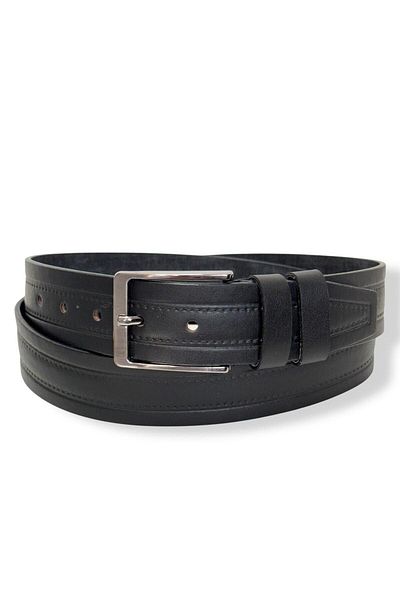 Gesa Men's Faux Leather Sports Black Pattern Belt 4 cm