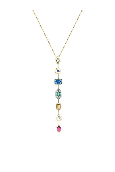 Asteria Jewelry Renkli Taşlı Tasarım Çakra Y Kolye