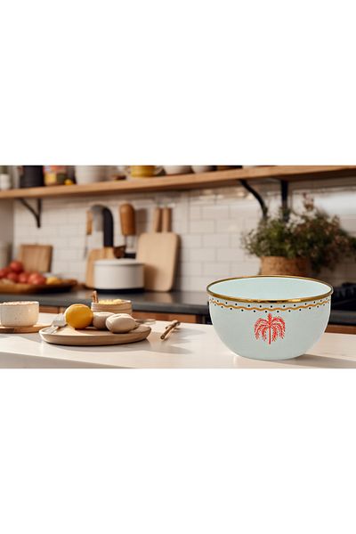 Savaşan Emaye 16 cm Enamel Round Bowl, Decorated, Gold Armor Coated