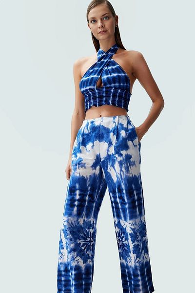 PayBuy Summer Beach Suit Cotton Blouse Pants Halter Neck Patterned Comfortable Use
