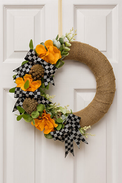 Marrone زخرفة الباب الأصيلة زخرفة الباب الخوص البرتقالي