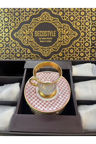 DECOSTYLE Goose Goosefoot Red Handled 12 Piece Tea Set for 6 People
