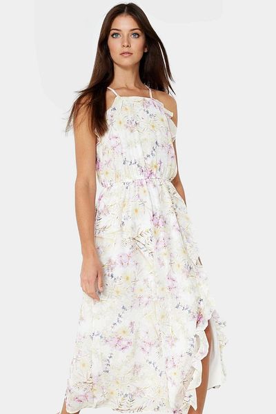 PayBuy Maxi Chiffon Dress Floral Print a Line Halter Neck Summer Professional Look
