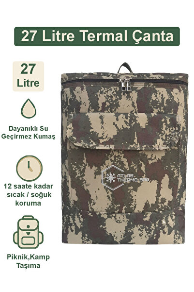 Wallery Bags 27 Litre Isı Yalıtımlı Sırt Çantası Piknik Kamp Plaj Termos Sıca...