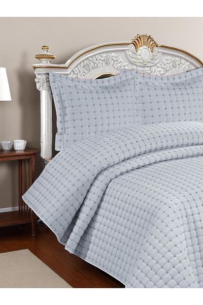 Faiend Quality Quilted Double Bed Cover Set (GREY)