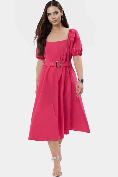 PayBuy Women Skater Mold Midi Dress Cotton Terrycotton Fabric Casual Stylish Style Modern Style Comfortable Cut