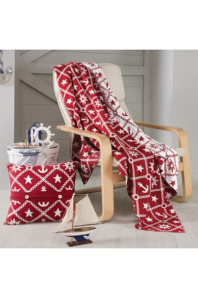 Miespiga Marine Pattern Knitwear Blanket Sofa Shawl and Throw Pillow Cover Set