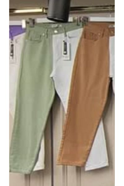 KOTOLOG Double Color Block Boyfriend Jeans