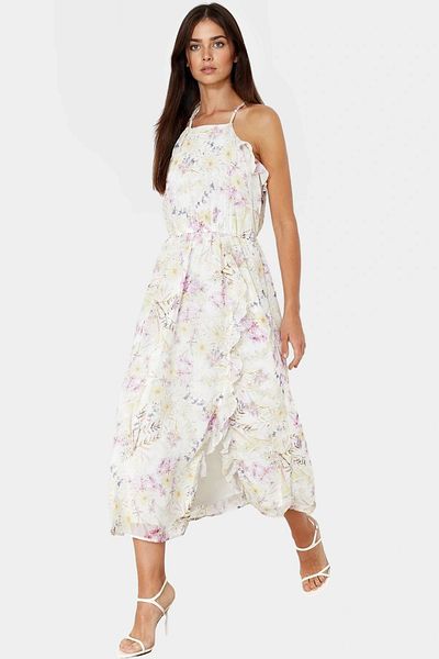 PayBuy Maxi Chiffon Dress Floral Print a Line Halter Neck Summer Professional Look