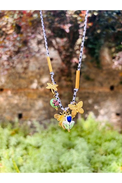 Markiz Takı Green Heart Bee Detail Necklace