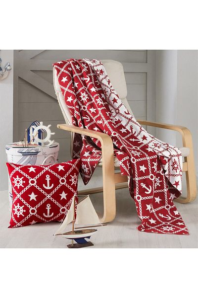 Miespiga Marine Pattern Knitwear Blanket Sofa Shawl and Throw Pillow Cover Set