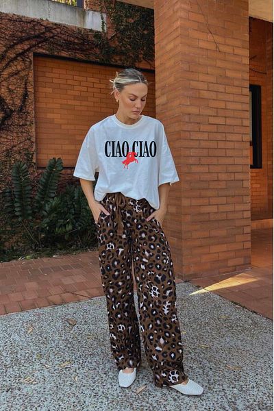 Le'sluette shadow of style Ciao Ciao Printed 100% Cotton Oversize T-Shirt