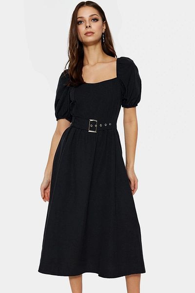 PayBuy Women Skater Mold Midi Dress Cotton Terrycotton Fabric Casual Stylish Style Modern Style Comfortable Cut