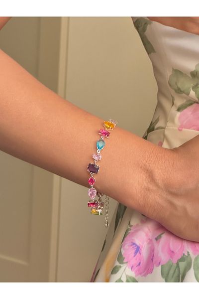 YOUES JEWELRY Gema Bracelet Zircon Colored Stone Bracelet Boxed Shipping