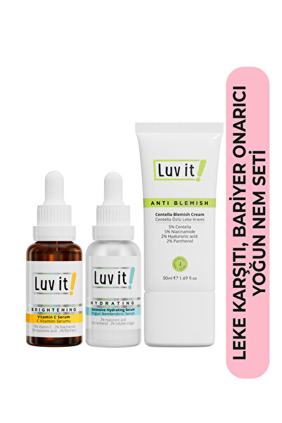 Luv it! Yoğun Nemlendirici Serum + C Vitamini Serumu + Centella Özlü Leke Kremi