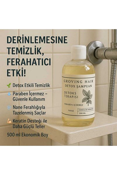 GROVİNG HAİR Detox Shampoo Refreshing and Purifying Care for Women with Turban Breathing Scalp Fresh