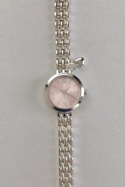 AurorAccessory Pink Color New Season Pinterest Wristwatch with Hanging Heart Charm