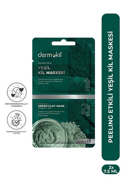 Dermokil Green Clay Mask with Peeling Effect - Two Uses 2 X 7.5ml
