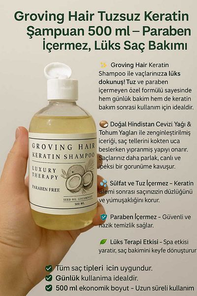GROVİNG HAİR Groving Hair Care Shampoo with Keratin Collagen Biotin to Help Hair Growth 500ml