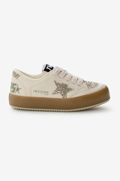 Tonny Black Pantofi sport pentru copii, unisex, crem, cu talpă termică, cu șireturi și velcro