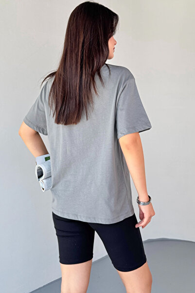 Cappmoda T-914 Smoked Camping Embroidered Crew Neck T-Shirt