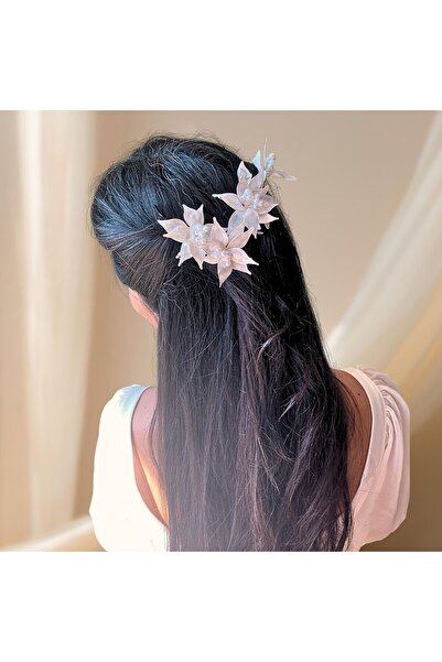 Lily and Bride Çiçek İnci Gelin Nişan Kına Düğün Saç Aksesuarı Saç Bandı