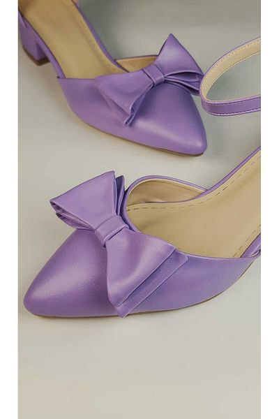 Mitto Women's Purple Summer Bow Low Heeled Shoes