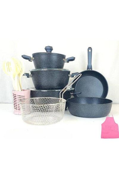Gerenic Turkish Granite Cookware Set High Quality, 4mm Thick, 17 Pieces