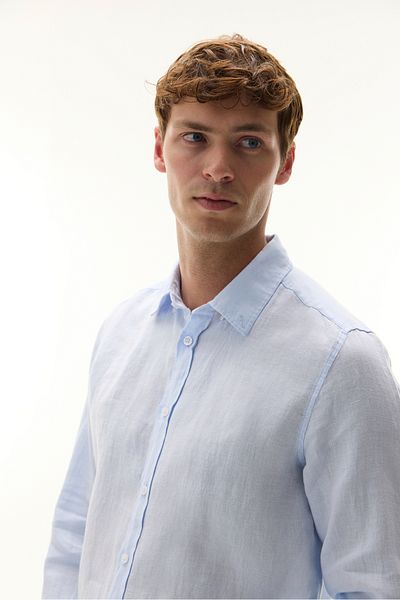 Mudo Slim Fit Long Sleeve Linen Shirt