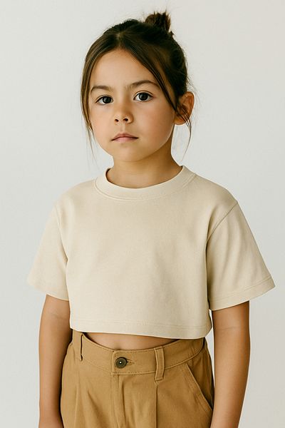 rg kidsstore Момиче - 100% памук, обикновен памучен къс топ