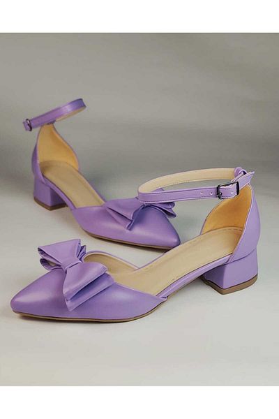 Mitto Women's Purple Summer Bow Low Heeled Shoes